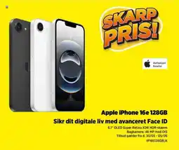 Power Apple iphone 16 e 128 gb sikr dit digitale live med avanceret face id tilbud
