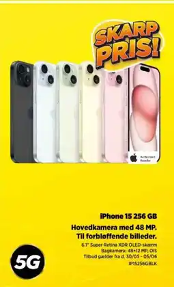Power iPhone 15 256 GB Hovedkamera med 48 MP. Til forbløffende billeder. tilbud