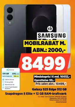 Power SAMSUNG Galaxy S25 Edge 512 GB Snapdragon 8 Elite + 12 GB RAM-kraftværk tilbud