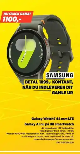 Power Galaxy Watch7 44 mm LTE Galaxy Al nu på dit smartwatch tilbud