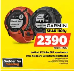 Power GARMIN Instinct 2X Solar GPS smartwatch Ultra holdbart, uovertruffen batteritid tilbud