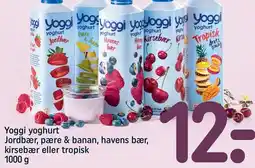 REMA 1000 Yoggi yoghurt Jordbær, pære & banan, havens bær, kirsebær eller tropisk tilbud