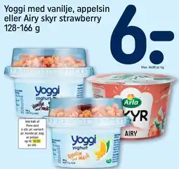 REMA 1000 Yoggi med vanilje, appelsin eller Airy skyr strawberry tilbud