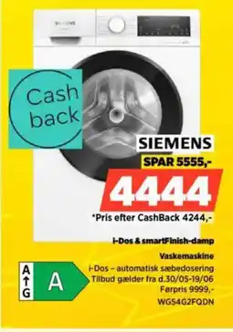 Power SIEMENS i-Dos & smartFinish-damp Vaskemaskine i-Dos - automatisk sæbedosering Tilbud gælder fra d.30/05-19/06 tilbud
