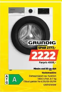 Power GRUNDIG Mindre end 50 cm dyb Vaskemaskine tilbud