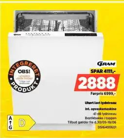 Power GRAM Uhort lavt lydniveau Int. opvaskemaskine tilbud