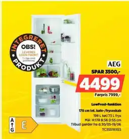 Power AEG LowFrost-funktion 178 cm int. køle-/fryseskab tilbud