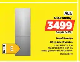 Power AEG Grebsfrit-design 186 cm køle-/fryseskab tilbud