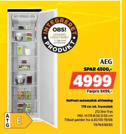 Power AEG NoFrost automatisk afrimning tilbud