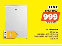 Power SENZ 85 cm køleskab 131 liter køl tilbud