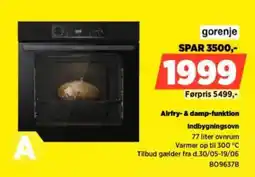 Power Gorenje airfry- & damp-funktion indbygningsovn tilbud