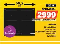 Power BOSCH CombiZone 60 cm induktion Timer & auto sluk tilbud