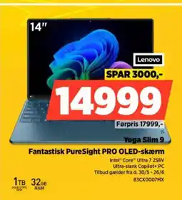 Power Lenovo Yoga Slim 9 Fantastisk PureSight PRO OLED-skærm tilbud