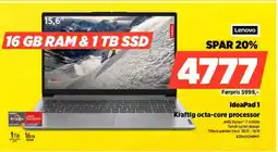 Power Lenovo IdeaPad 1 Kraftig octa-core processor tilbud