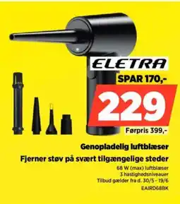 Power ELETRA Genopladelig luftblæser Fjerner støv på svært tilgængelige steder tilbud