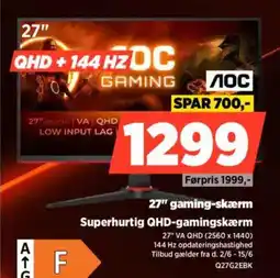 Power 27" gaming-skærm Superhurtig QHD-gamingskærm tilbud