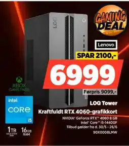Power Lenovo LOQ Tower CORE Kraftfuldt RTX 4060-grafikkort tilbud