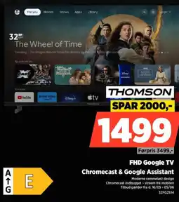 Power THOMSON FHD Google TV Chromecast & Google Assistant tilbud