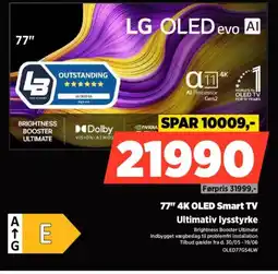 Power LG OLED evo Al 77" 4K OLED Smart TV Ultimativ lysstyrke tilbud