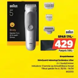 Power SkinGuard-teknologi forhindrer rifter BRAUN Kropstrimmer tilbud