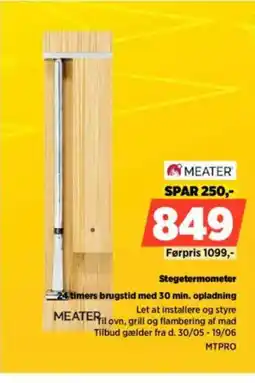 Power MEATER Stegetermometer 24 timers brugstid med 30 min. opladning Let at installere og styre tilbud