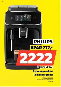 Power PHILIPS Espressomaskine 12 malingsgrader tilbud