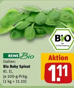 REWE DE Italien: Bio Baby Spinat Kl. II, tilbud