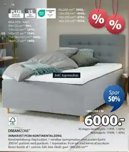 JYSK DREAMZONE” INNHAVET PC80 KONTINENTALSENG tilbud