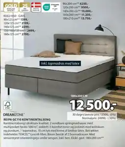 JYSK DREAMZONE REIPA GC110 KONTINENTALSENG tilbud