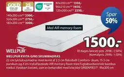 JYSK WELLPUR WELLPUR KVITA GF85 SKUMMADRAS tilbud