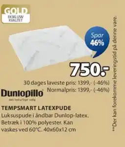JYSK Dunlopillo TEMPSMART LATEXPUDE tilbud
