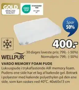 JYSK WELLPUR VARDO MEMORY FOAM PUDE tilbud