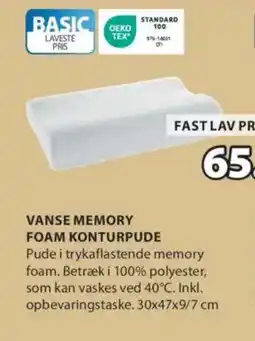 JYSK VANSE MEMORY FOAM KONTURPUDE tilbud
