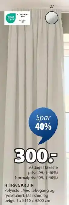 JYSK HITRA GARDIN tilbud