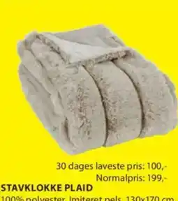 JYSK STAVKLOKKE PLAID tilbud