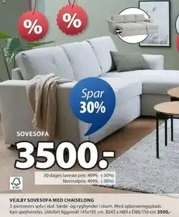 JYSK VEJLBY SOVESOFA MED CHAISELONG tilbud