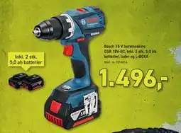 Johannes Fog Bosch 18 V boremaskine GSR 18V-EC, Inkl. 2 stk. 5,0 Ah batterier, lader og L-BOXX tilbud