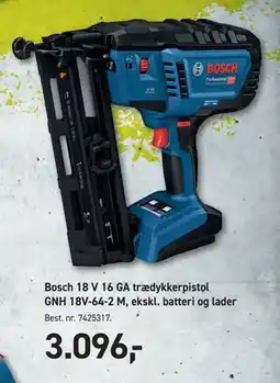 Johannes Fog Bosch 18 V 16 GA trædykkerpistol GNH 18V-64-2 M, ekskl. batteri og lader tilbud