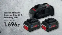 Johannes Fog Bosch 18 V ProCORE Startersæt 2 stk. 5.5 Ah batterier og lader tilbud