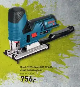 Johannes Fog Bosch 12 V stiksav GST 12V-70, ekskl. batteri og lader tilbud