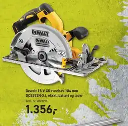 Johannes Fog Dewalt 18 V XR rundsav 184 mm DCS572N-XJ, ekskl. batteri og lader tilbud