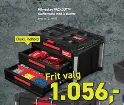 Johannes Fog Milwaukee PACKOUT skuffemodul med 3 skuffer tilbud