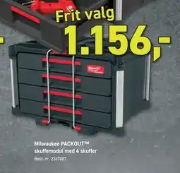 Johannes Fog Milwaukee PACKOUT skuffemodul med 4 skuffer tilbud