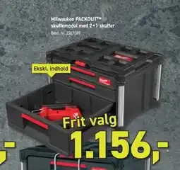Johannes Fog Milwaukee PACKOUT skuffemodul med 2. +1 skuffer tilbud