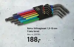 Johannes Fog Bahco Stiftnøglesæt 1,5-10 mm 9 dele farvet tilbud