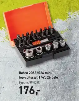 Johannes Fog Bahco 2058/S26 mini top-/bitssæt 1/4, 26 dele tilbud