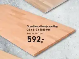 Johannes Fog Scandiwood bordplade Bøg 26 x 610 x 2020 mm tilbud