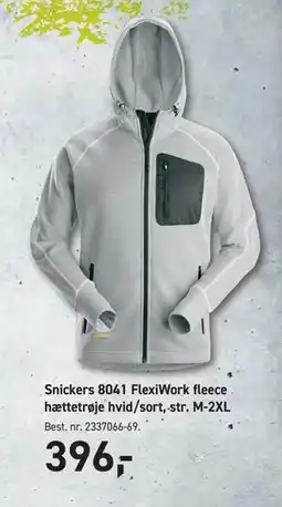 Johannes Fog Snickers 8041 FlexiWork fleece hættetrøje hvid/sort, str. M-2XL tilbud