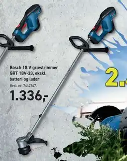 Johannes Fog Bosch 18 V græstrimmer GRT 18V-33, ekskl. batteri og lader tilbud