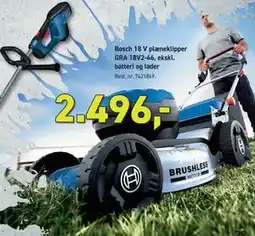 Johannes Fog Bosch 18 V plæneklipper GRA 18V2-46, ekskl. batteri og lader tilbud